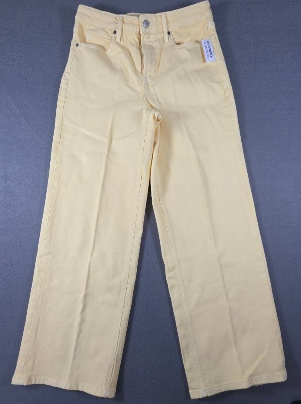 NWT Old Navy Sky-Hi Wide-Leg Jeans 6 P Light Pastel Yellow High Rise Stretch